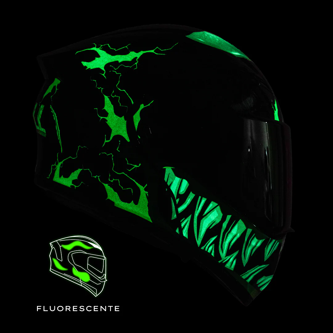 CASCO ESTELAR TROLL NEGRO FLUORESCENTE CON LUZ LED - Image 5